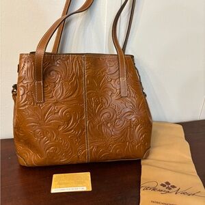 Patricia Nash Embossed Brown Leather Tote Bag -Tooled Collection.